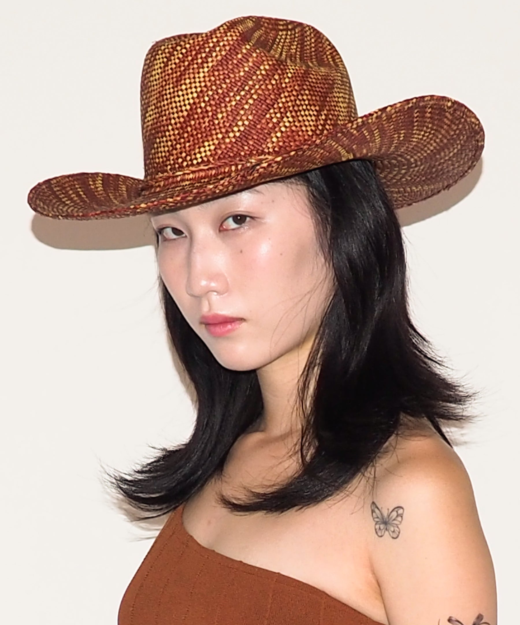 Western Hat in Lichen Brown Wave Toquilla Straw - CLYDE