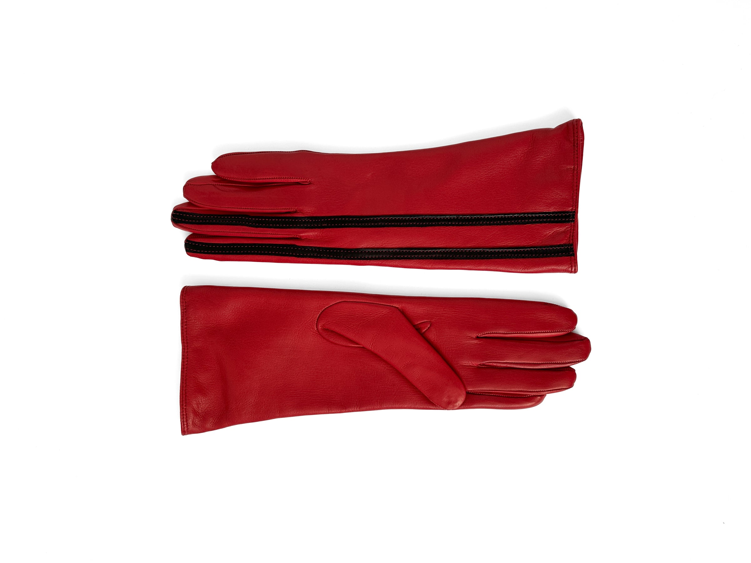 Short Racing Gloves in Racer Red w. Black Stripes - CLYDE