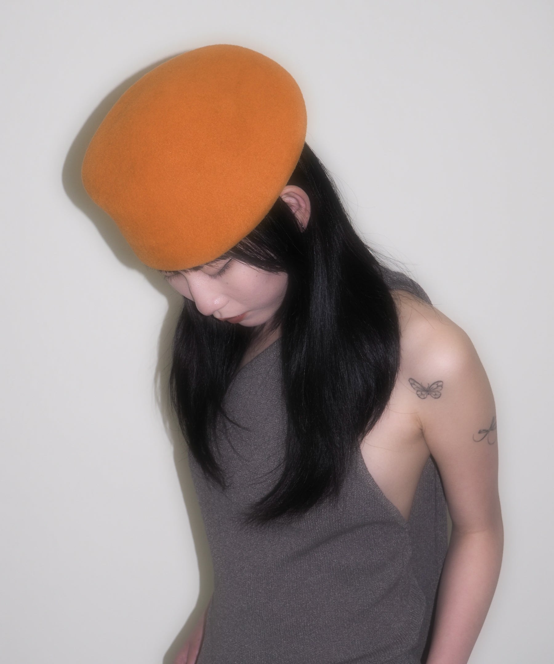 Sazy Beret in Burnt Orange Fur Velour. - CLYDE