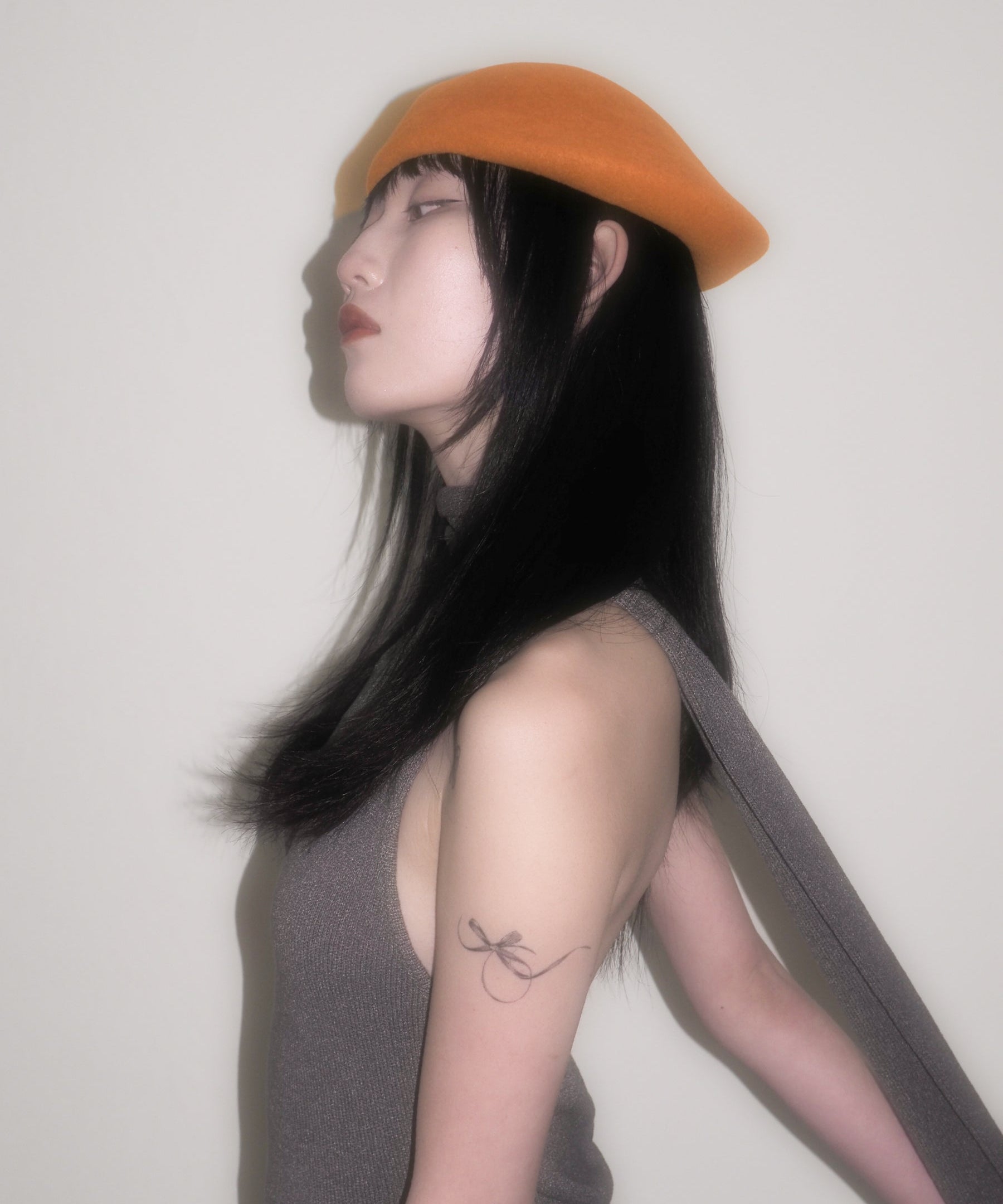 Sazy Beret in Burnt Orange Fur Velour. - CLYDE