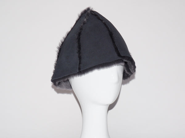 Peachbasket Hat Black Silver Tip Shearling - CLYDE