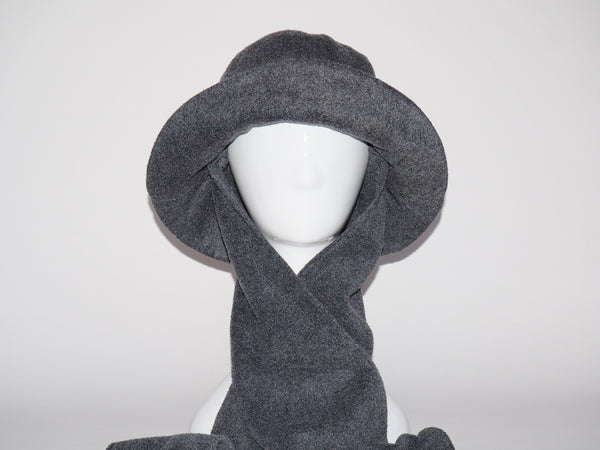 Scarved Bucket Hat Charcoal Fleece - CLYDE