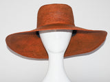 Crocheted Top Dai Hat in Chestnut Toquilla Straw - CLYDE