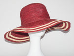 Leo Hat Burgundy Cream Stripe Toquilla Straw - CLYDE