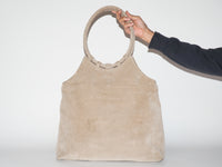 Hobo Bag w. Braided Handle in Beige Suede - CLYDE