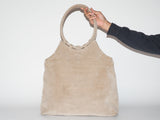 Hobo Bag w. Braided Handle in Beige Suede - CLYDE