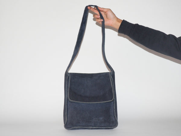 Square Bag in Navy Suede - CLYDE