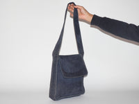 Square Bag in Navy Suede - CLYDE