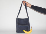 Square Bag in Navy Suede - CLYDE