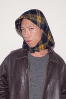 Fleece Bonnet in Navy & Yellow Plaid Fleece - CLYDE