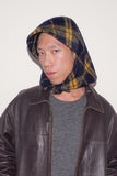 Fleece Bonnet in Navy & Yellow Plaid Fleece - CLYDE