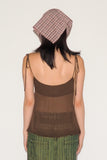 Brimmed Scarf in Red & Brown Plaid - CLYDE