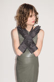 Gauntlet Gloves in Distressed Charcoal Lambskin - CLYDE