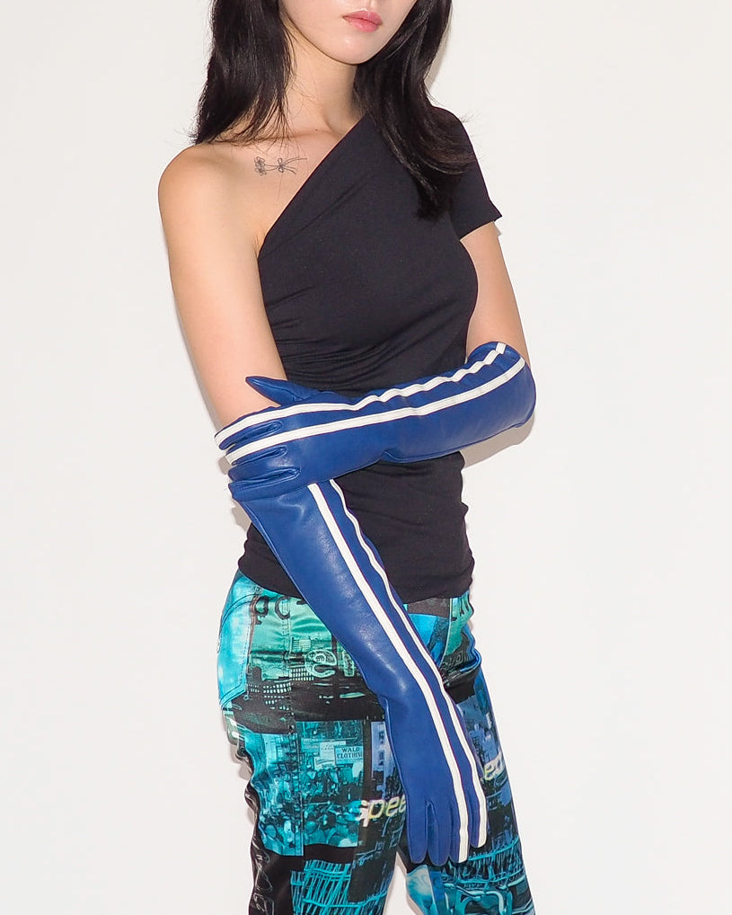 Racing Gloves in Blue and White Stripes - CLYDE