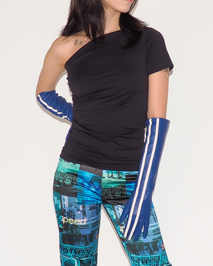 Racing Gloves in Blue and White Stripes - CLYDE