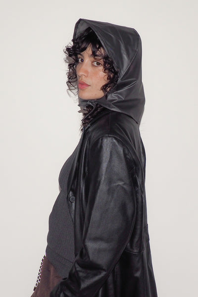 Rain Bonnet in Foggy Charcoal PVC - CLYDE