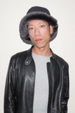 Reversible Shearling Bucket Hat in Black Silver Tip - CLYDE