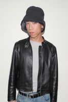 Reversible Shearling Bucket Hat in Black Silver Tip - CLYDE