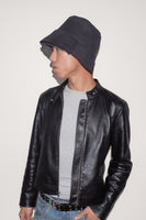 Reversible Shearling Bucket Hat in Black Silver Tip - CLYDE