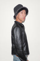 Reversible Shearling Bucket Hat in Black Silver Tip - CLYDE