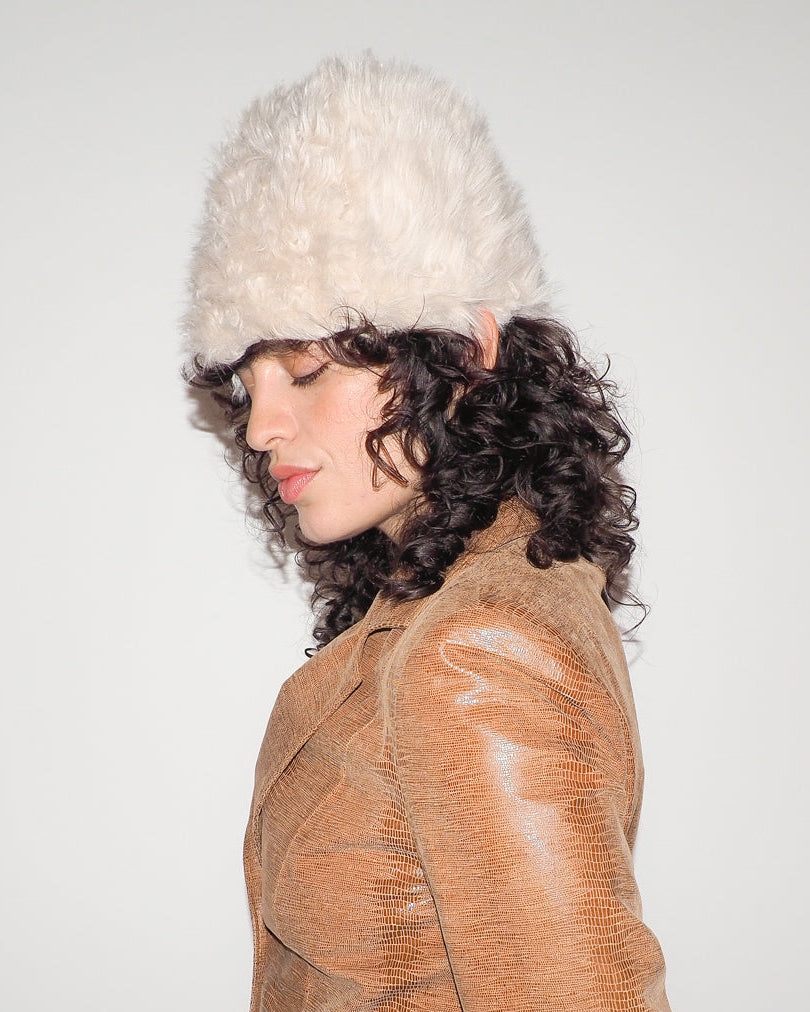 Faux Fur Toque in Cream Shag - CLYDE