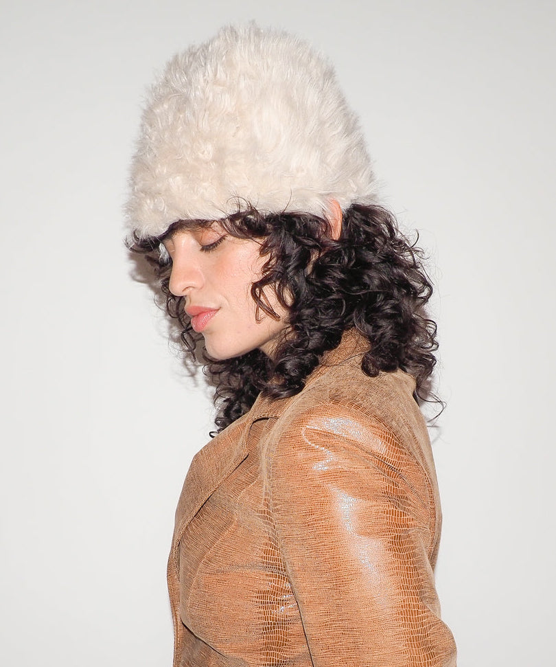 Faux Fur Toque in Cream Shag - CLYDE
