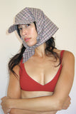 Brimmed Scarf in Red & Brown Plaid - CLYDE