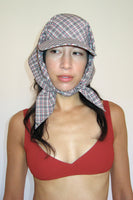 Brimmed Scarf in Red & Brown Plaid - CLYDE