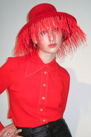 Plasma Hat in Scarlet Velour Angora - CLYDE