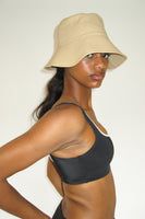 Ebi Bucket Hat in Taupe Lambskin - CLYDE