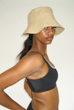 Ebi Bucket Hat in Taupe Lambskin - CLYDE