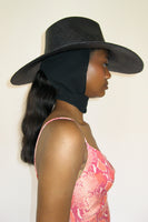 Caro Hat w. Neck Shade in Black Toquilla Straw - CLYDE