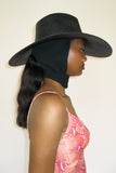 Caro Hat w. Neck Shade in Black Toquilla Straw - CLYDE