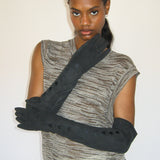Moonlight Gloves in Soft Black Lambskin w. Hearts - CLYDE