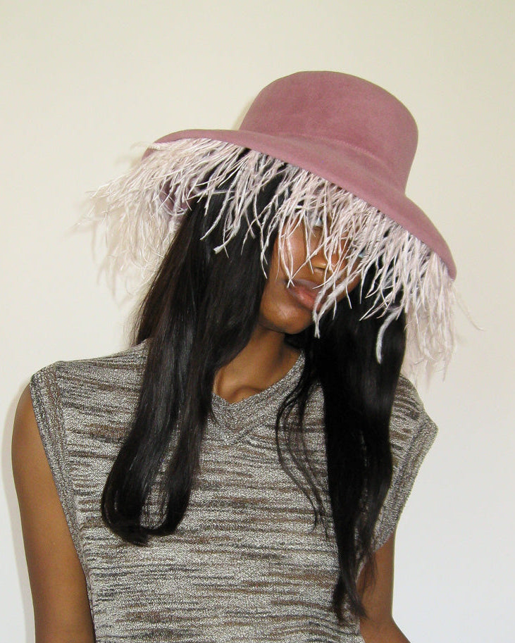 Plasma Hat in Rose Velour Angora Felr - CLYDE