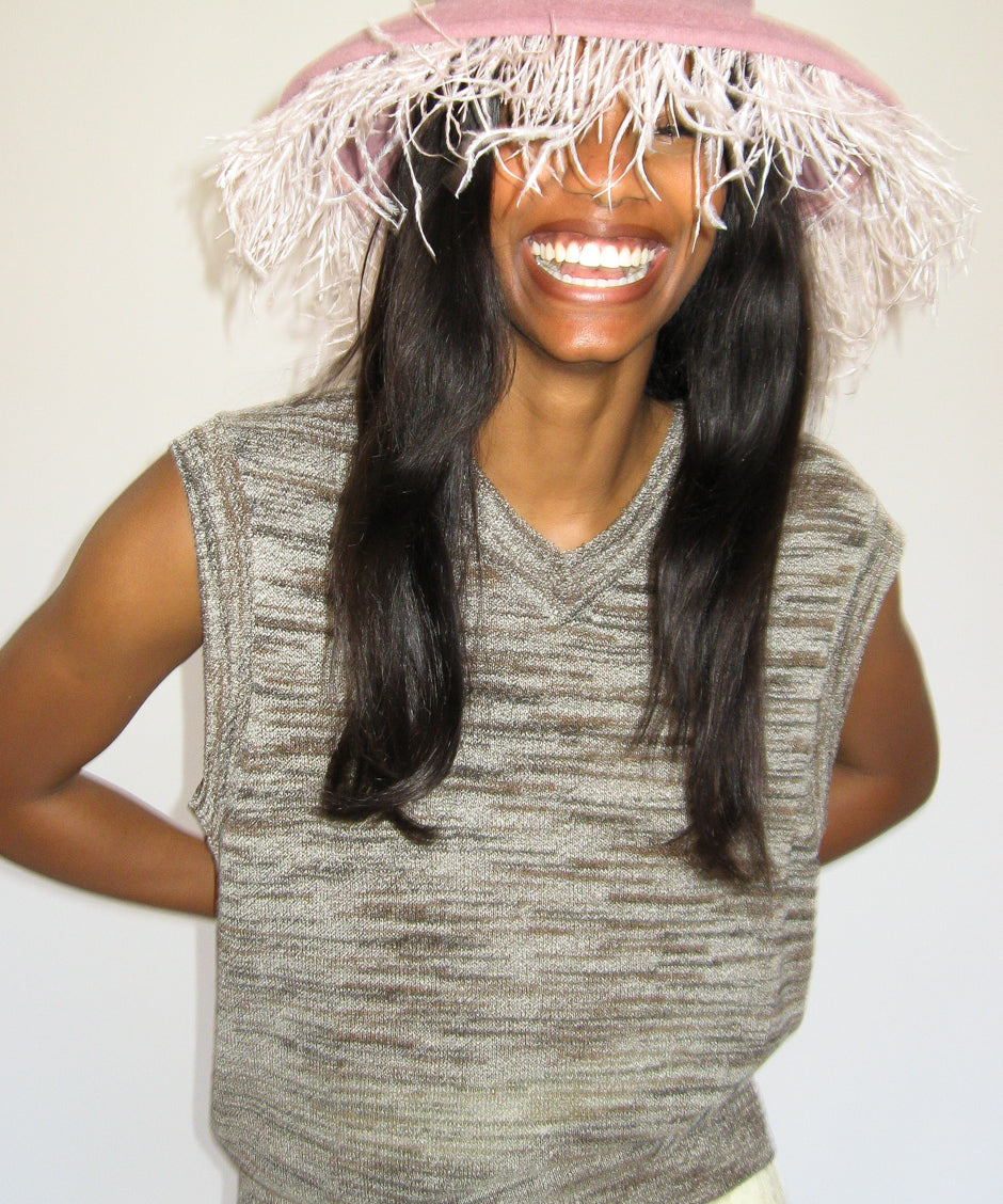 Plasma Hat in Rose Velour Angora Felr - CLYDE