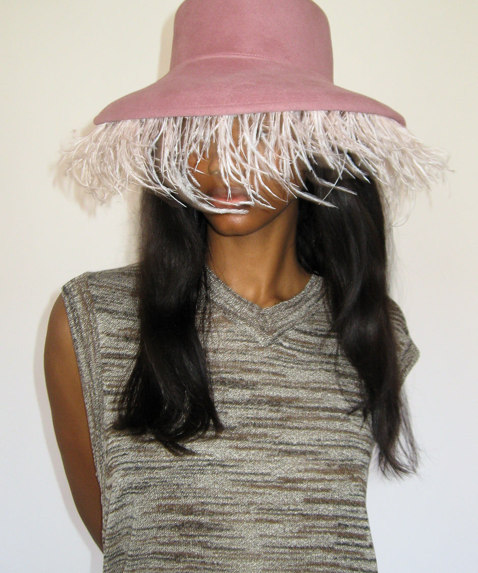Plasma Hat in Rose Velour Angora Felr - CLYDE