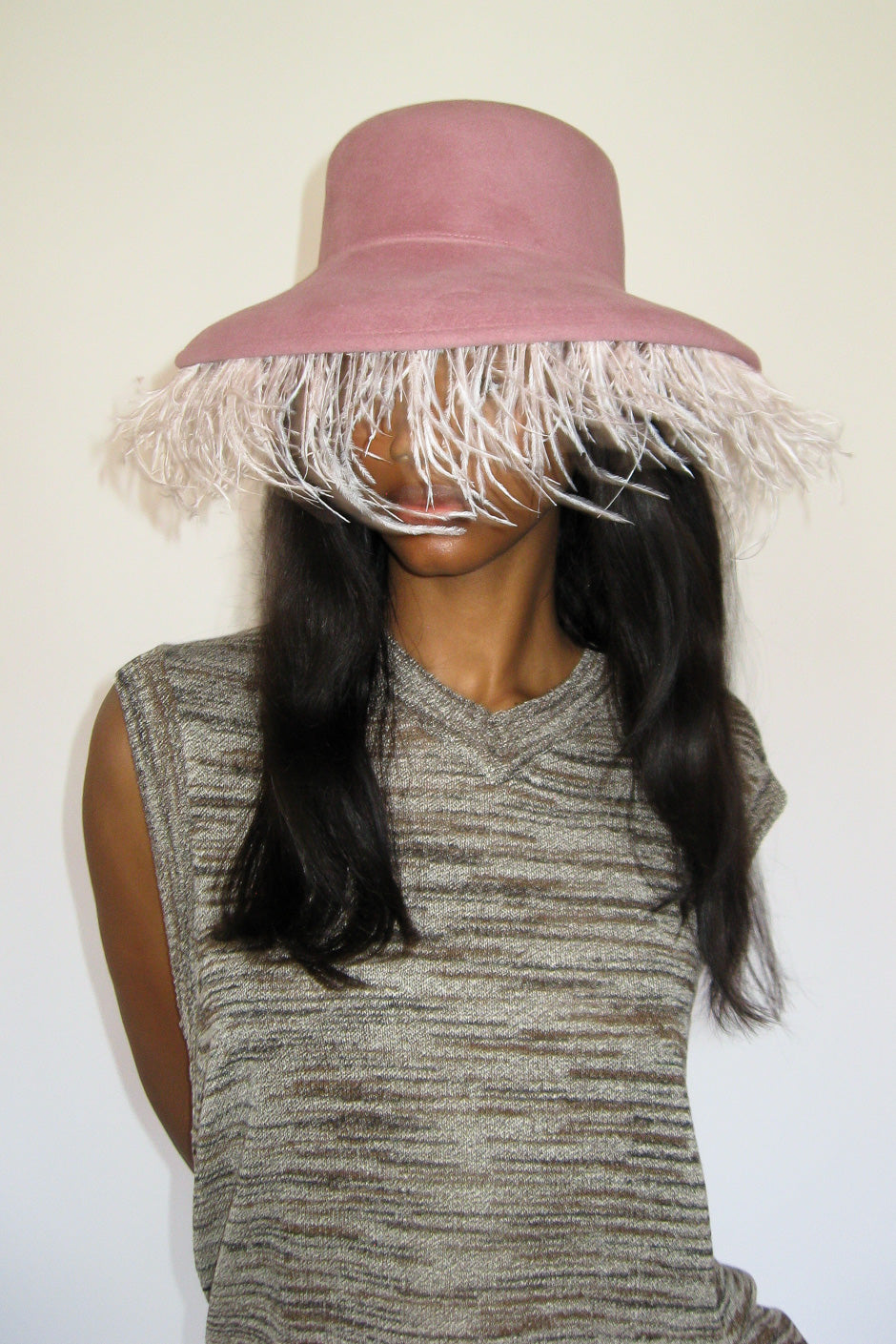 Plasma Hat in Rose Velour Angora Felr - CLYDE