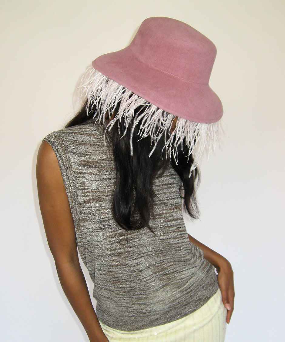 Plasma Hat in Rose Velour Angora Felr - CLYDE