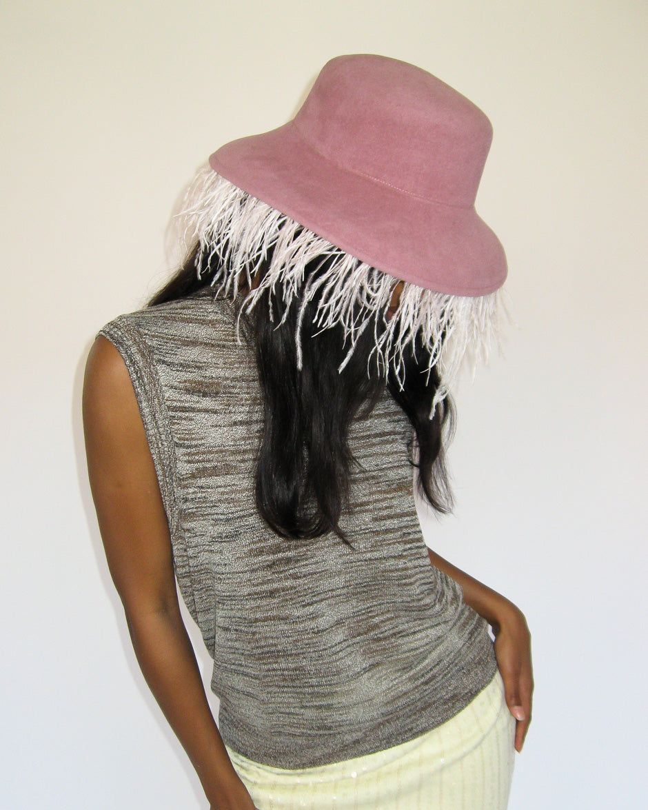Plasma Hat in Rose Velour Angora Felr - CLYDE
