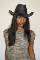 Cowboy Hat in Black Toquilla Straw - CLYDE