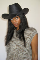 Cowboy Hat in Black Toquilla Straw - CLYDE