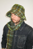 Scarved Bucket Hat in Moss Plaid - CLYDE
