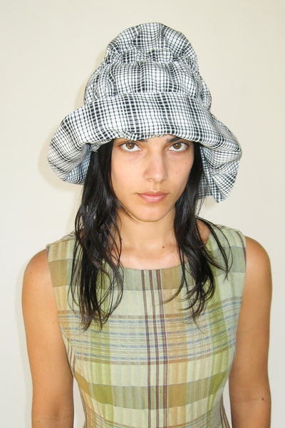Moth Hat in Black & White Plaid - CLYDE
