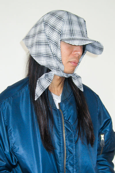 Brimmed Scarf in Black & White Plaid