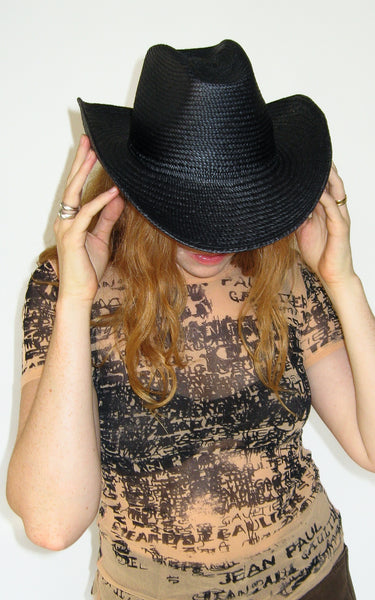 Cowboy Hat in Black Toquilla Straw