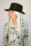 Telescope Hat w. Drawstring in Brown Melange Wool - CLYDE