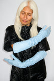 Moonlight Gloves in Distressed Cyan Lambskin - CLYDE