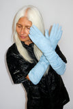 Moonlight Gloves in Distressed Cyan Lambskin - CLYDE