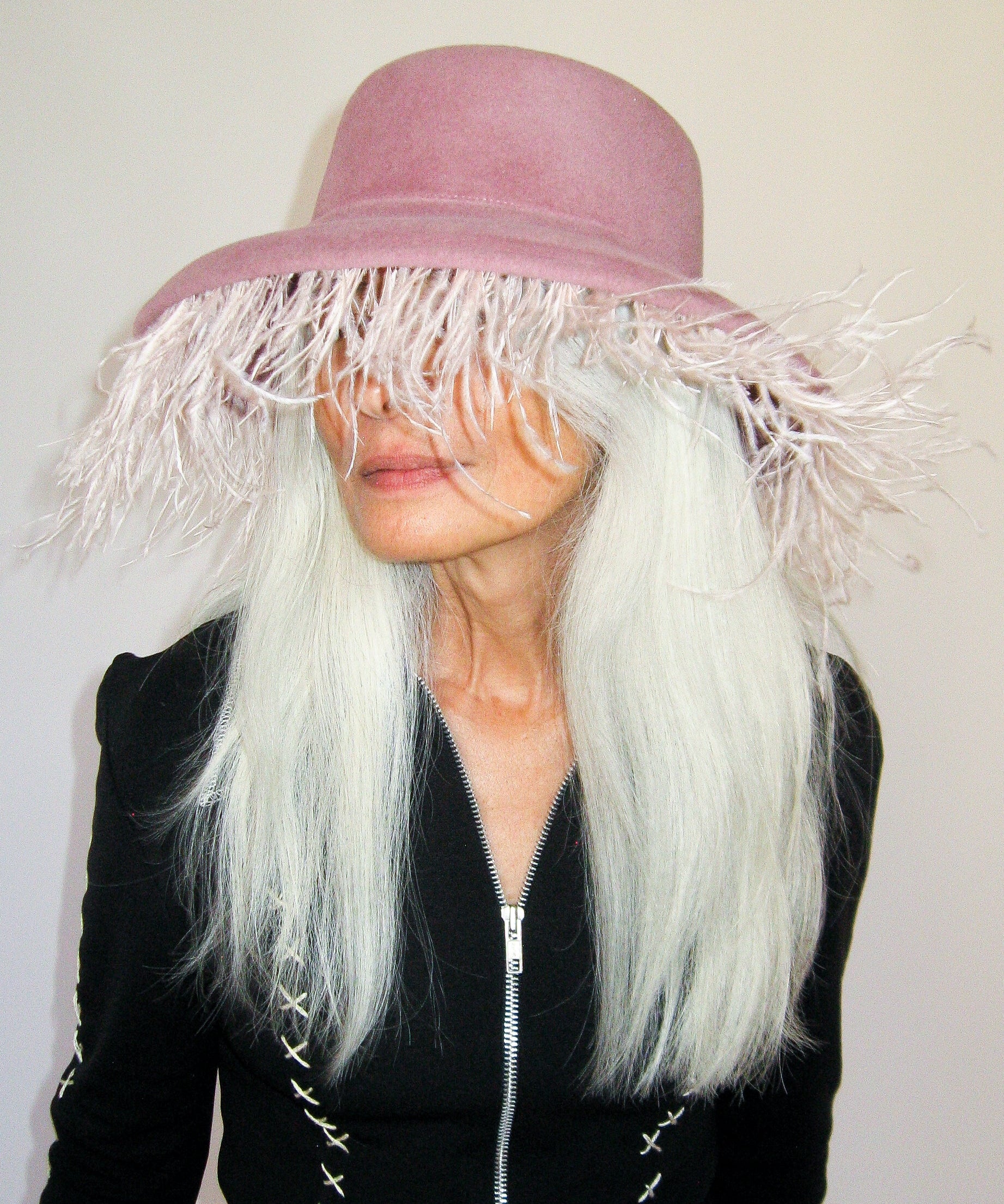 Plasma Hat in Rose Velour Angora Felr - CLYDE